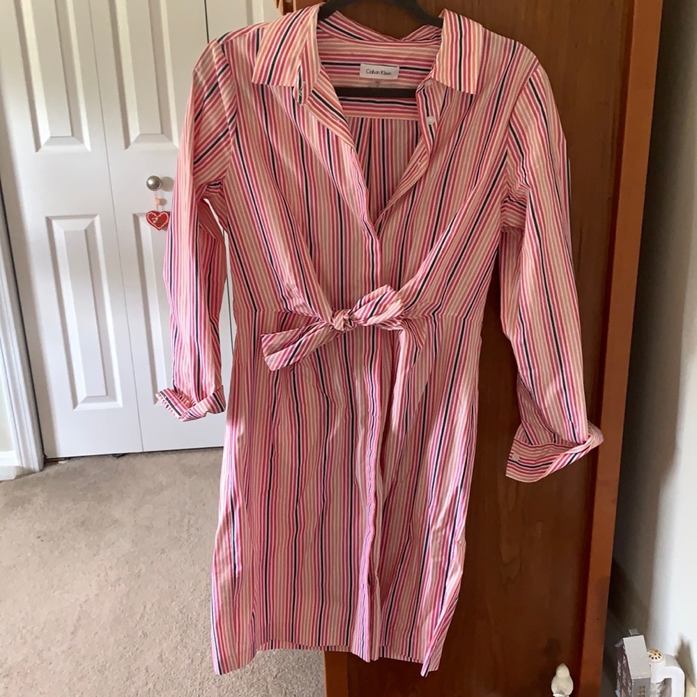 Size 8 Calvin Klein Shirt Dress with Tie Waist
